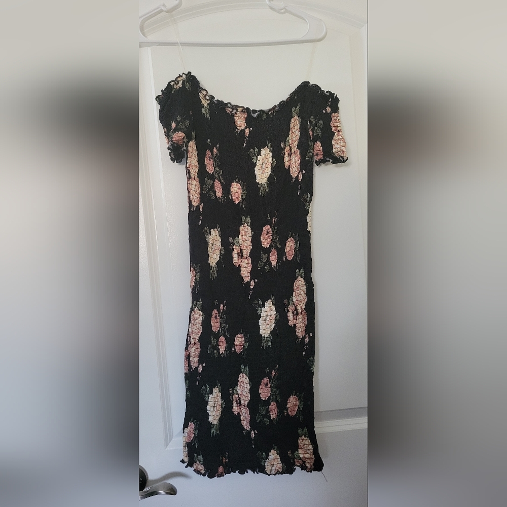 Floral Black and Pink Women's Dress